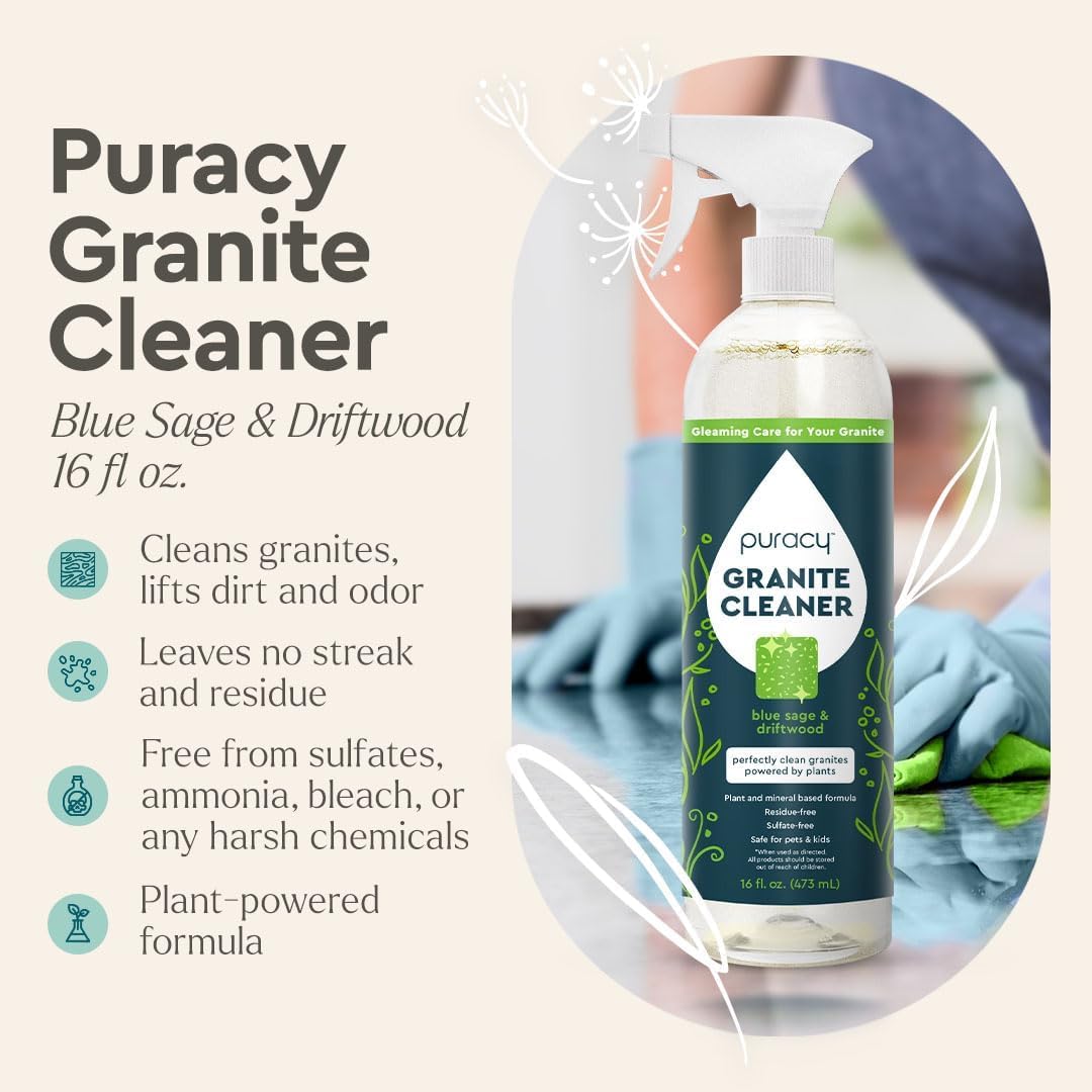 Puracy Natural Granite Cleaner - Streak-Free Plant-Powered