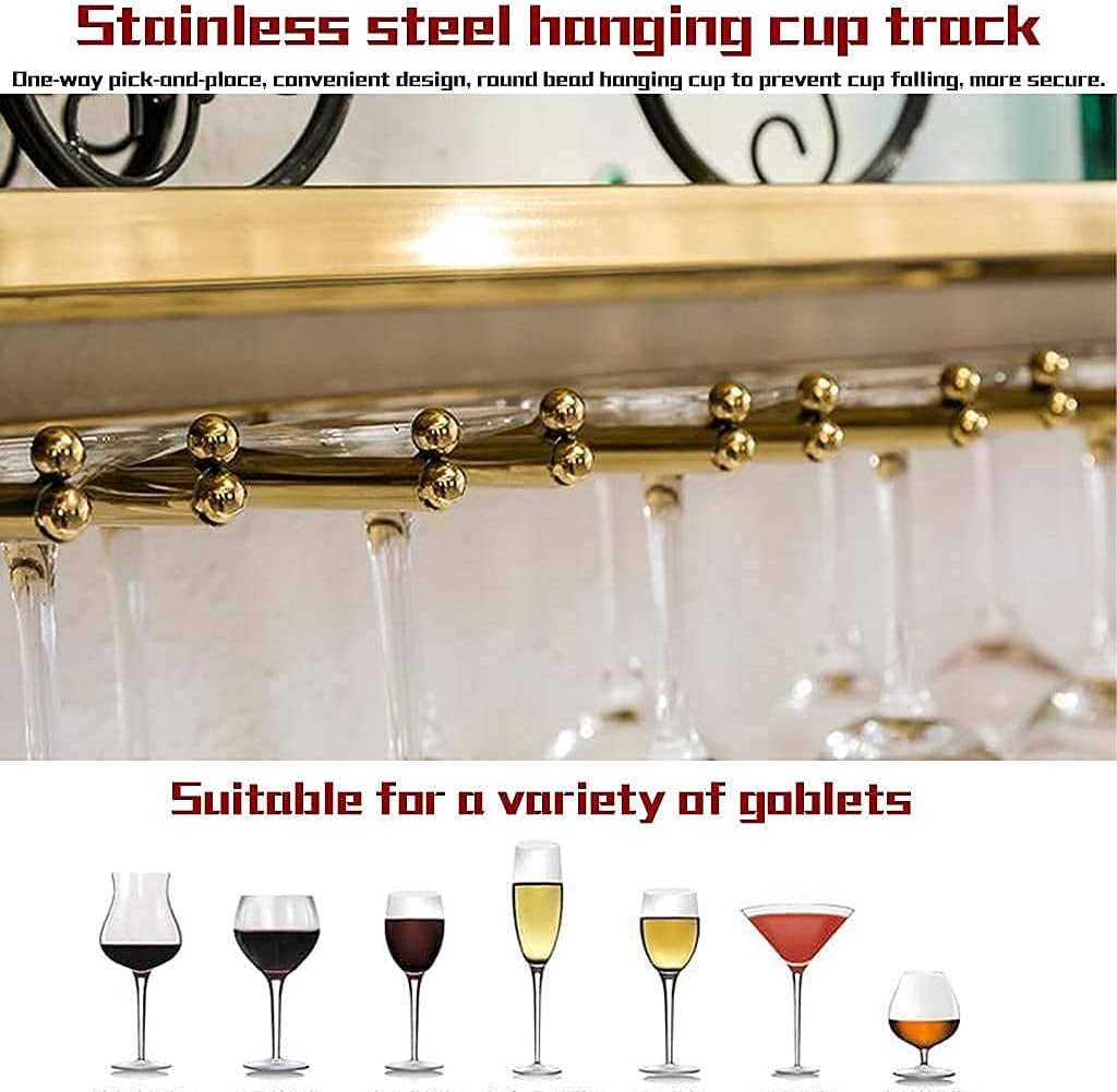 Wall-Mounted Wine Rack 2-Layer Stainless Steel Gold Brushed