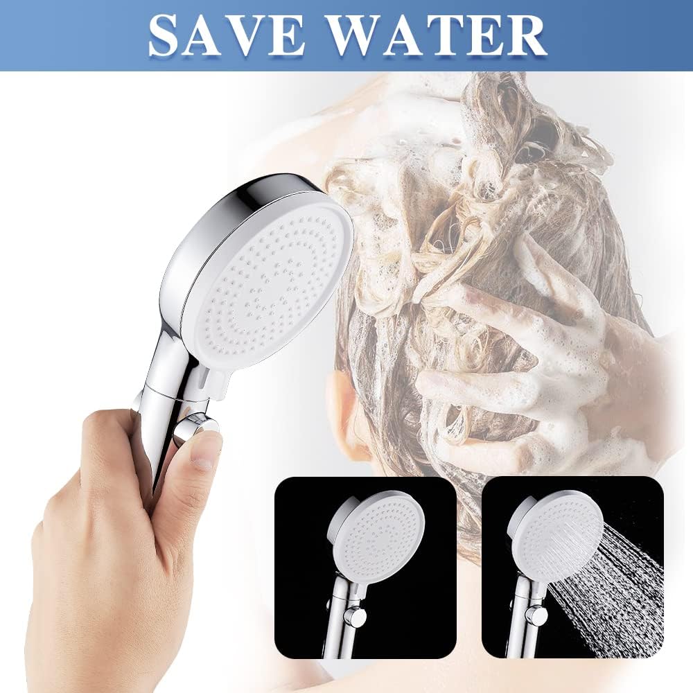 DOILIESE Handheld Shower Head with 3 Modes High Pressure Chrome Finish 60in Hose
