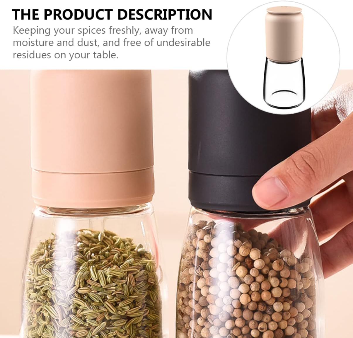 Alipis Salt Pepper Shaker Set with Refillable Glass Bottle