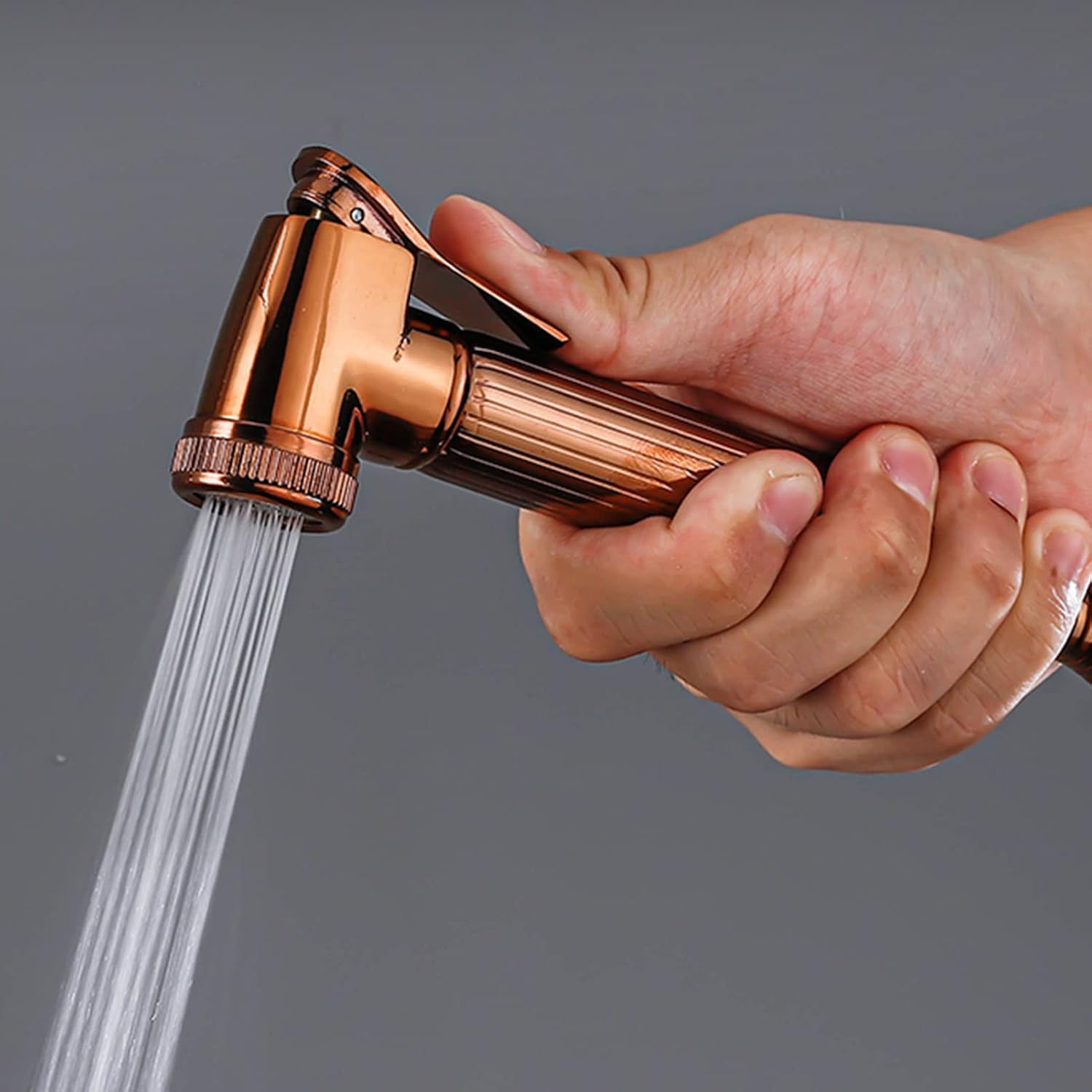 Rose Gold Exposed Shower Faucet Set with Handheld and Bidet