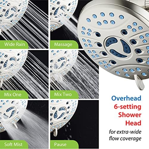Hotel Spa AquaCare High Pressure 48-Setting Rain Handheld 3-Way Shower Combo