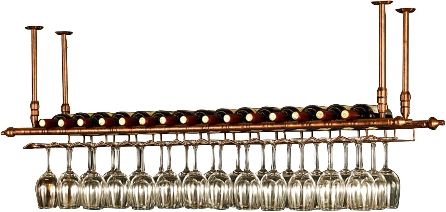 Ceiling Hanging Bar Wine Rack - 80x3cm Wrought Iron Storage Shelf