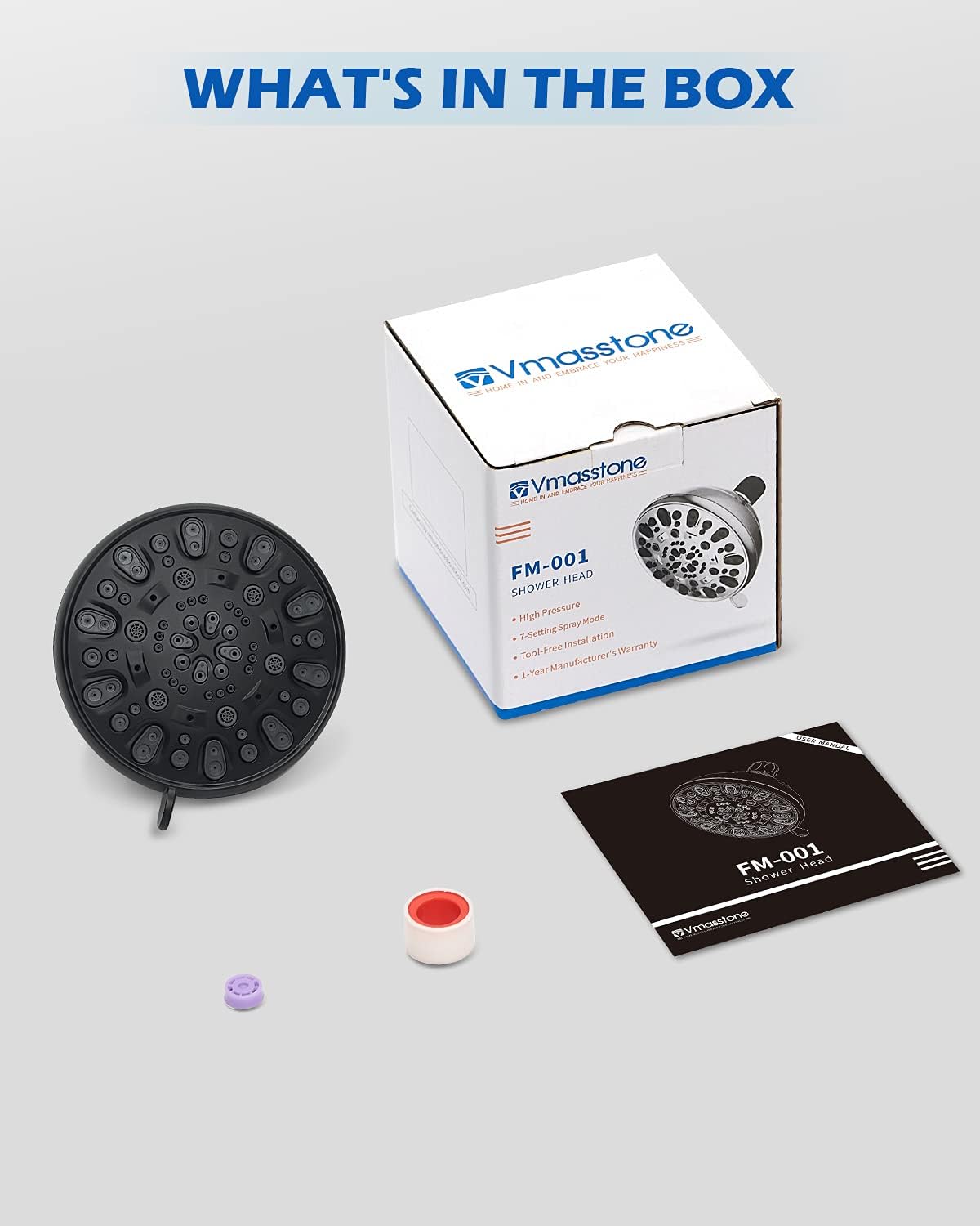 VMASSTONE High Pressure Shower Head with 7-Spray Settings