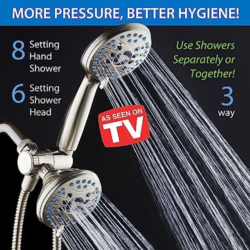 Hotel Spa AquaCare High Pressure 48-Setting Rain Handheld 3-Way Shower Combo