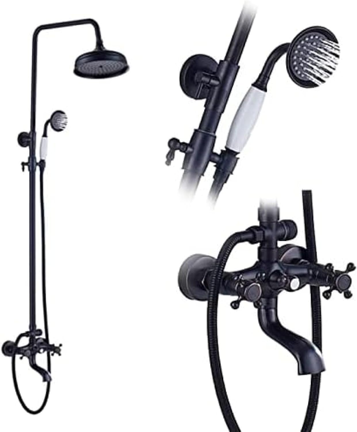 TECKI Dual Handle Bath Shower Trim System Black Brass