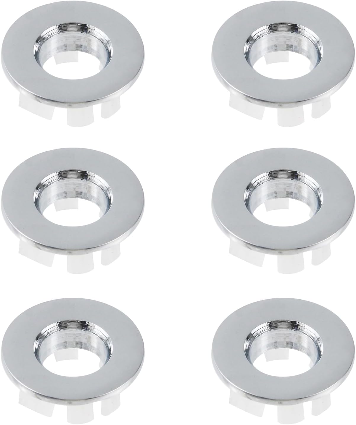 Wealrit 6 Pcs Chrome Bathroom Sink Overflow Caps
