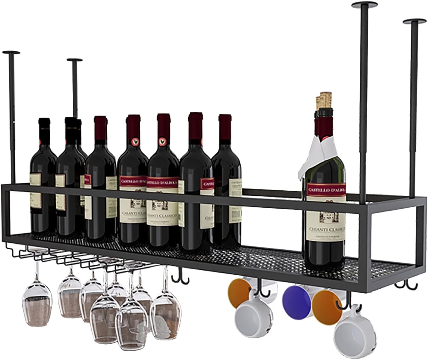 ZJDYDY Wall-Mounted Wine Rack with Glass Holder Adjustable Height