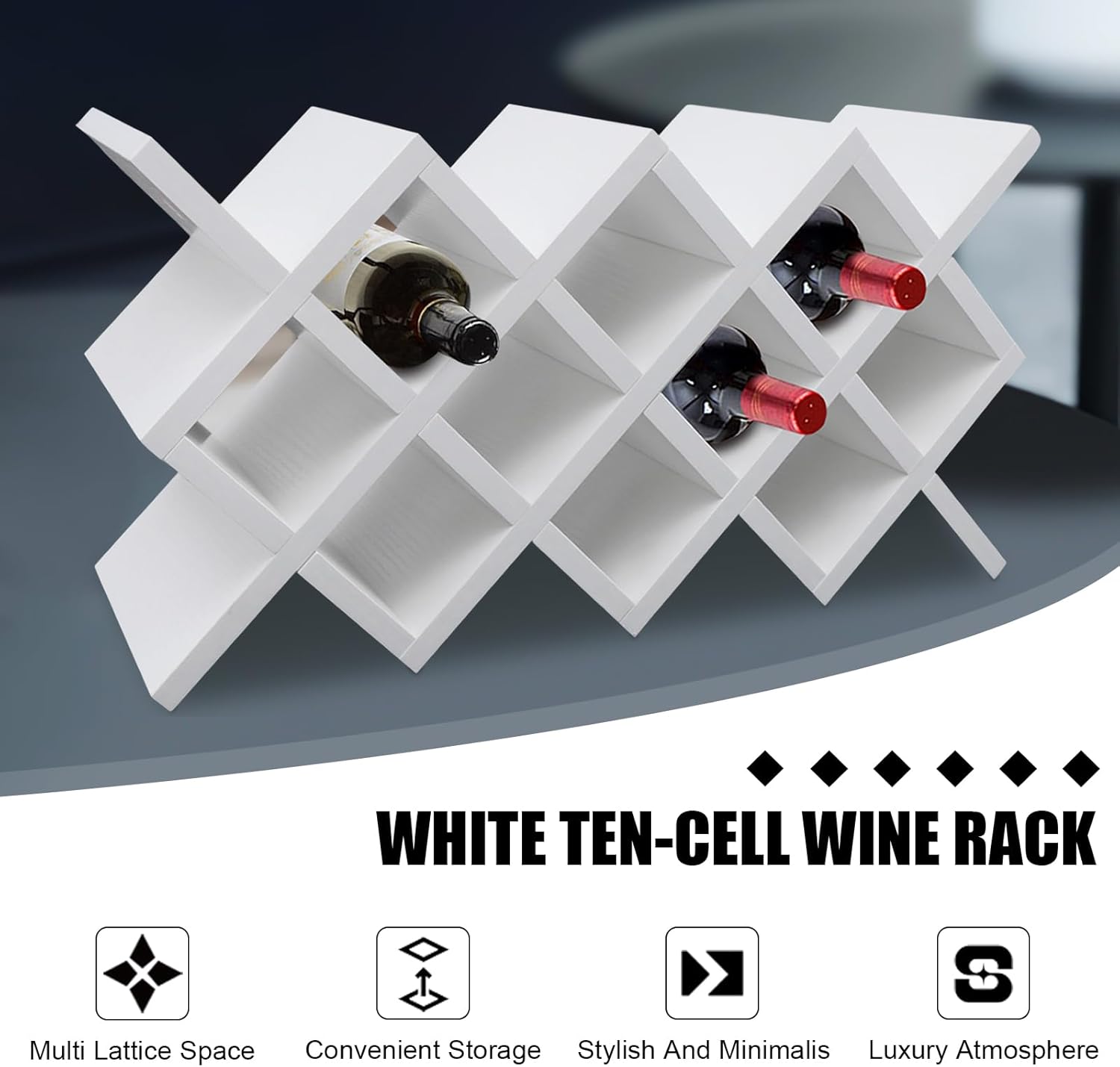Wooden Wine Rack - 10 Bottle Wall Mounted Storage
