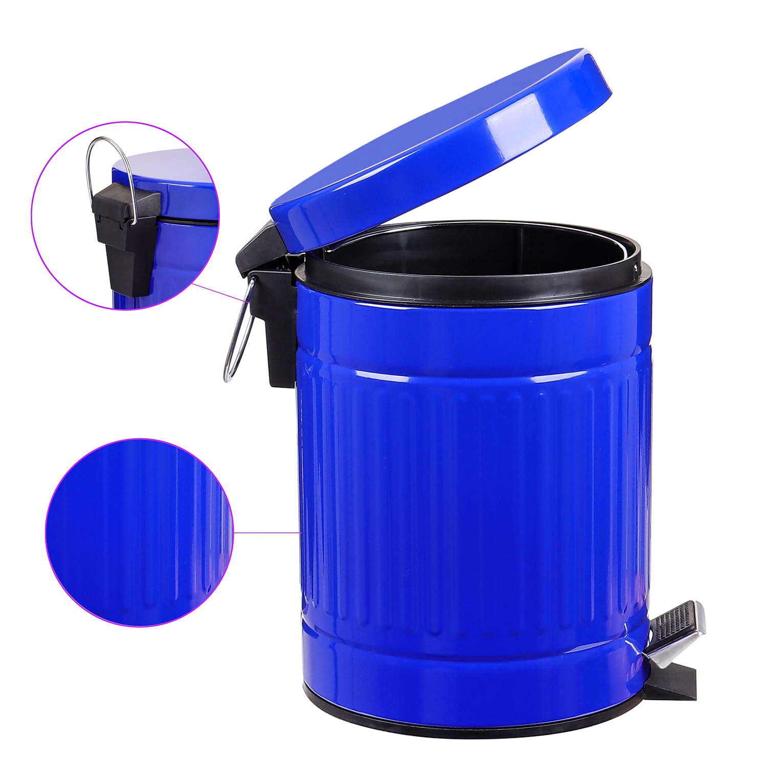 5L Round Step Pet Trash with LidMini Metal Pedal Bin