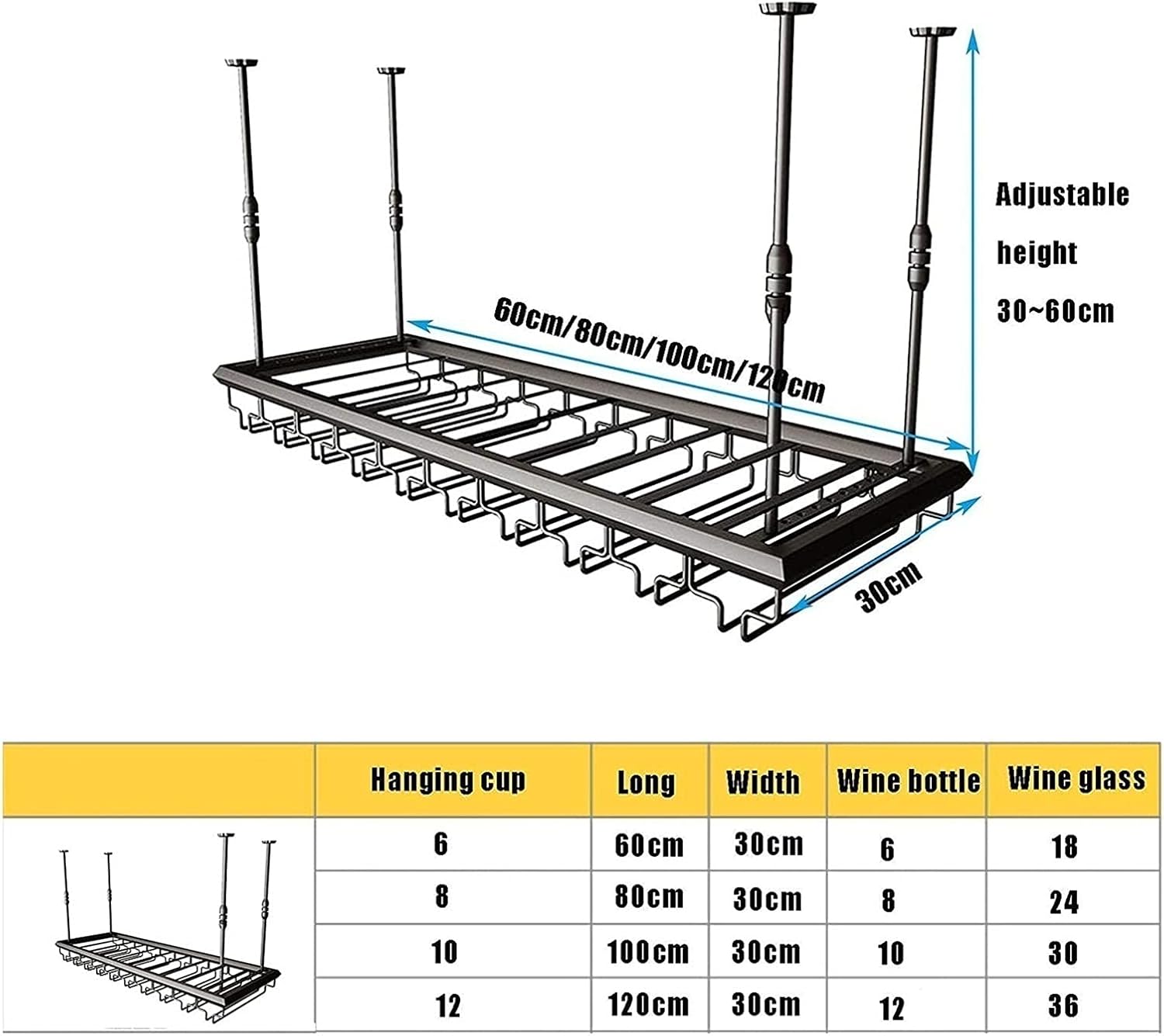 Adjustable Iron Wine Rack with Safety Slot for Bars and Kitchens
