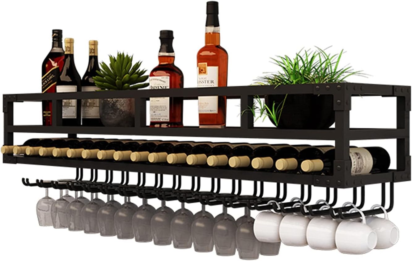 2-Layer Wall-Mounted Wine Rack Wrought Iron