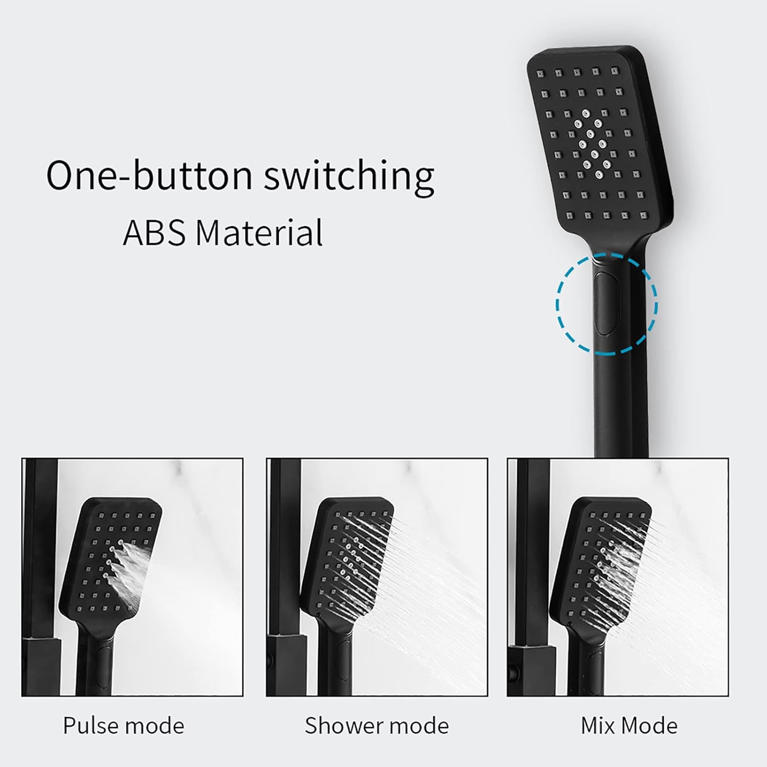 Black Rainfall Shower System Set with Adjustable Handheld and Wall Mounted Faucet