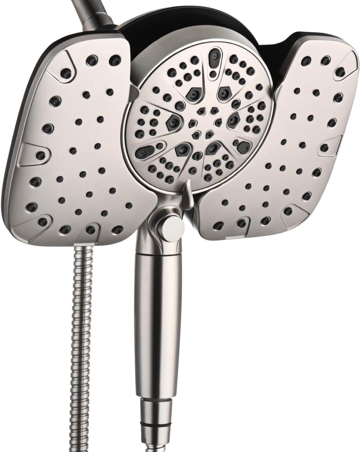 INAVAMZ 25GPM Nickel Shower Head with Handheld 10 Spray Settings