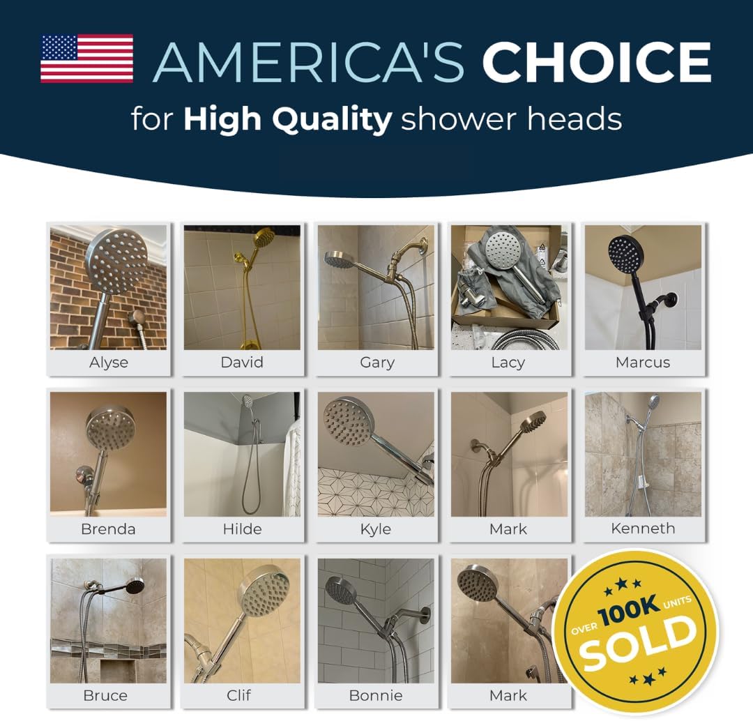 HammerHead Showers All Metal Handheld Shower Head with Hose and Brass Holder