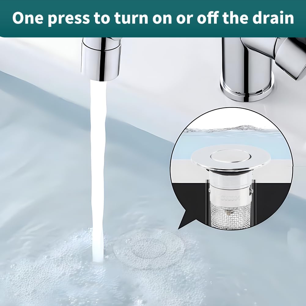 EMVANV 2pcs Pop-up Sink Stopper with Hair Catcher