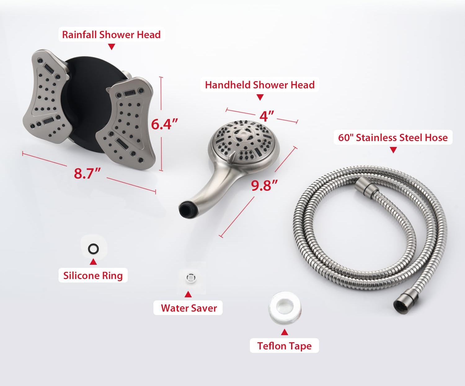 GRICH 25GPM Handheld Shower Head Combo with 9 Spray Modes