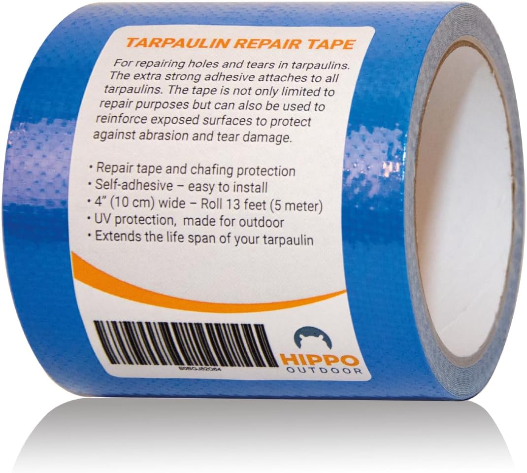 HIPPO OUTDOOR Heavy Duty Tarpaulin Repair Tape 16ft Roll Blue UV Waterproof
