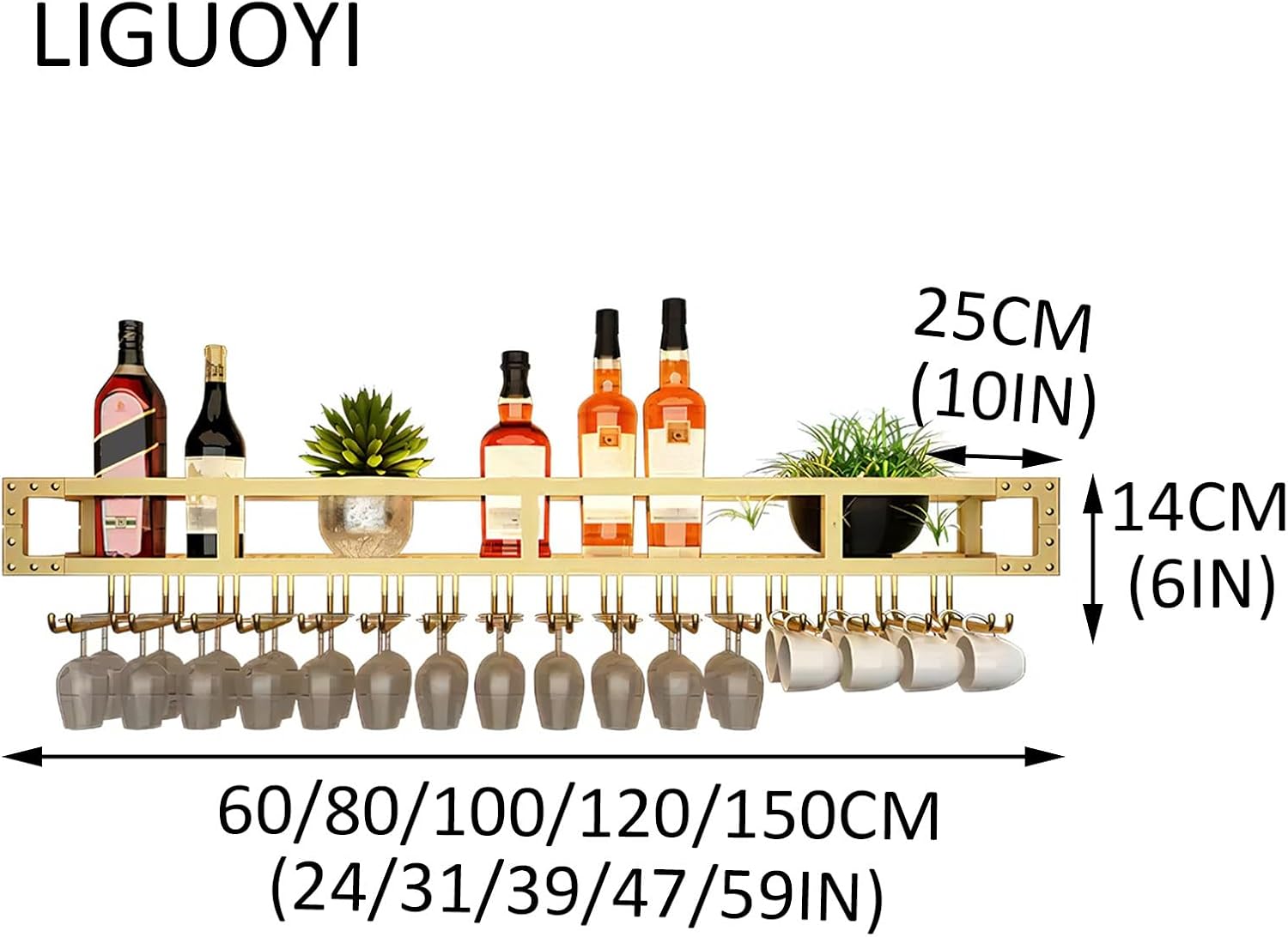 Wall-Mounted Wine Glass Holder For Kitchen Bar