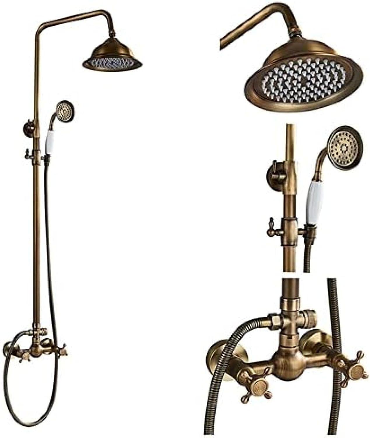 TECKI Antique Brass 06 Rainfall Shower Kit Set
