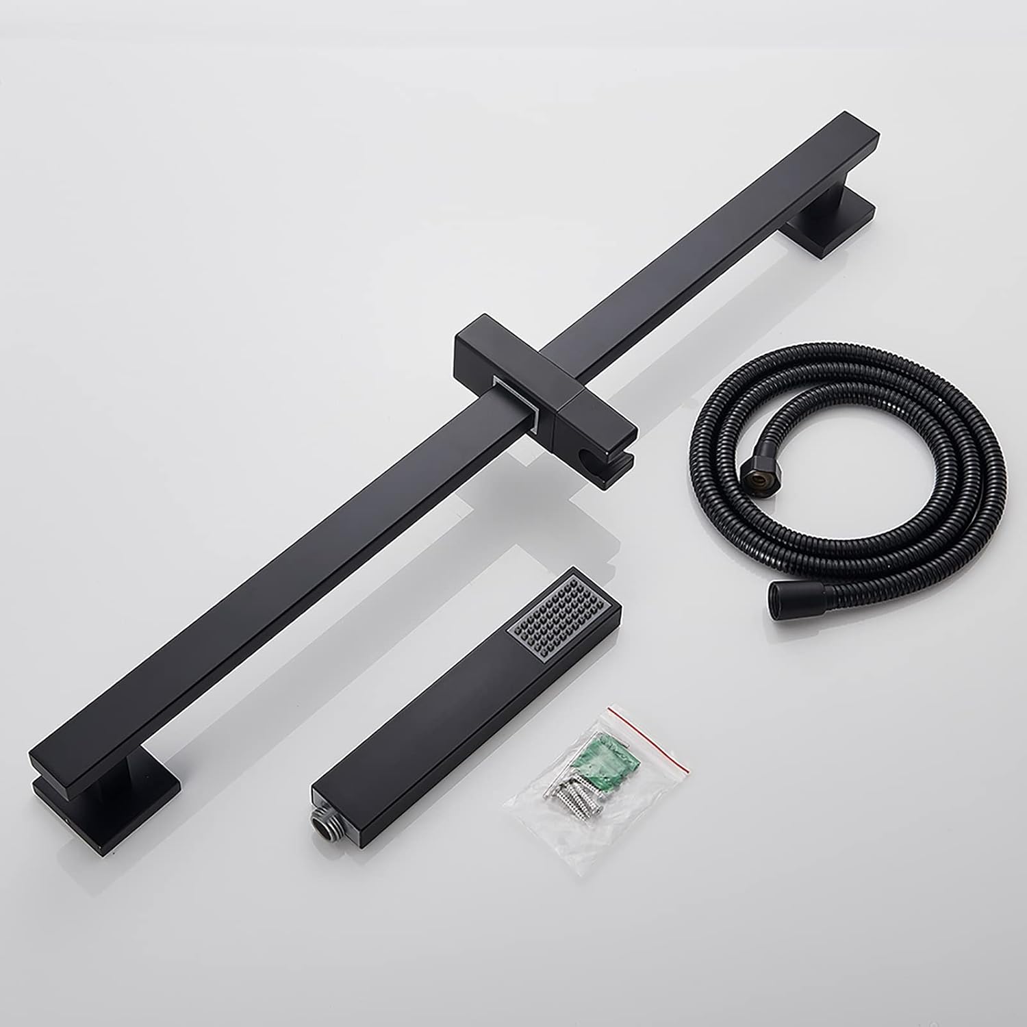 Black Thermostatic Shower Faucet Set with Square Head and Handheld