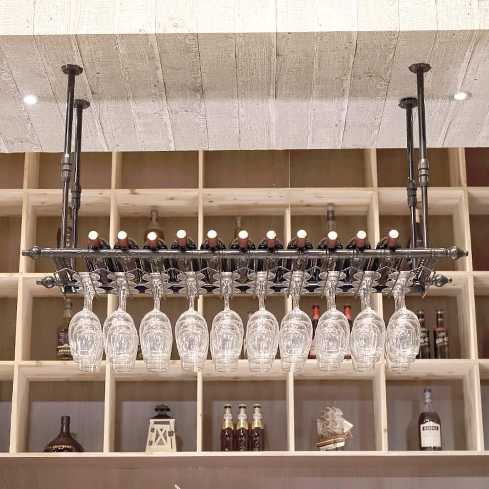 ZJDYDY Wall-Mounted Wine Rack Black Metal 60x30cm