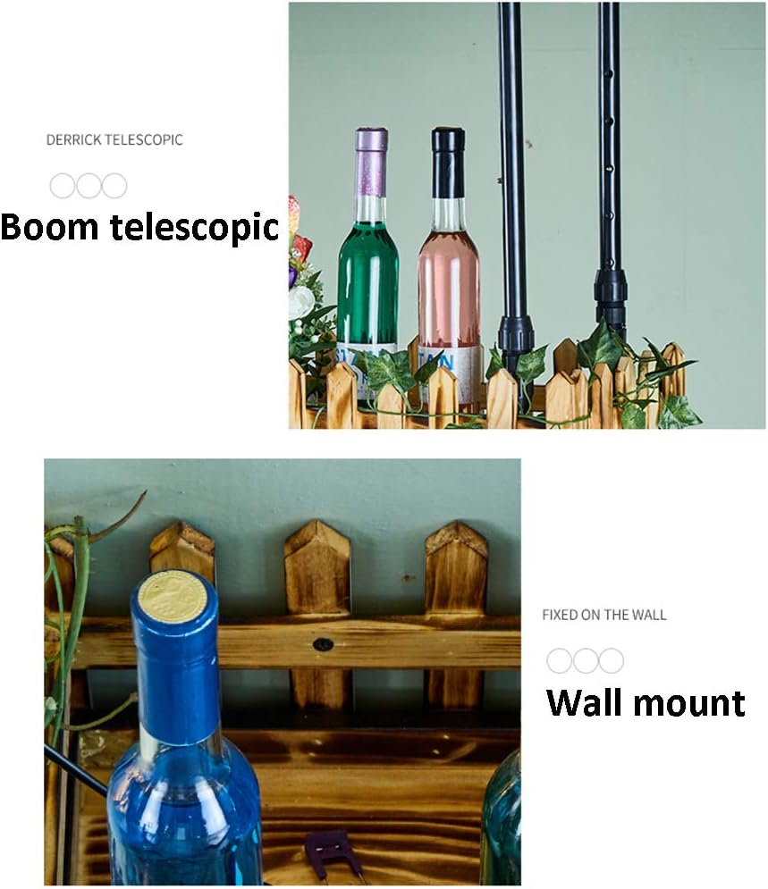 Retro Wall Mounted Wine Rack Industrial Metal and Wooden