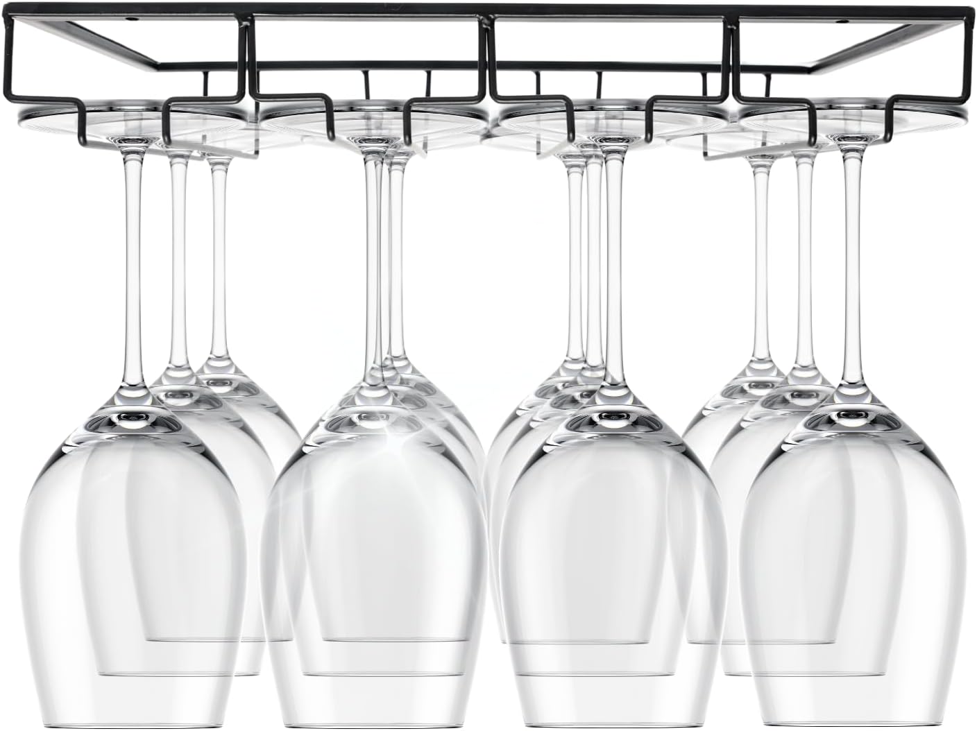 Maypes Wine Glass Holder - 4-Rack Heavy-Duty Metal Under Cabinet