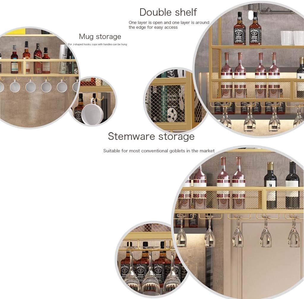 Pimex Wall-Mounted Wine Rack with Double Layer and Partitions
