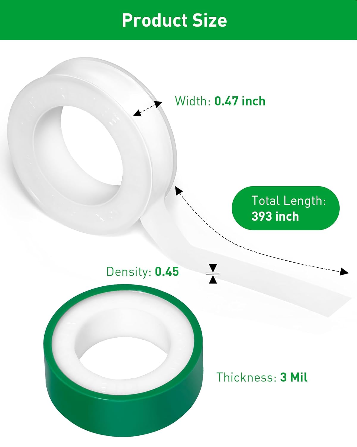 3 Roll Teflon Pipe Sealing Tape for Extreme Temperatures
