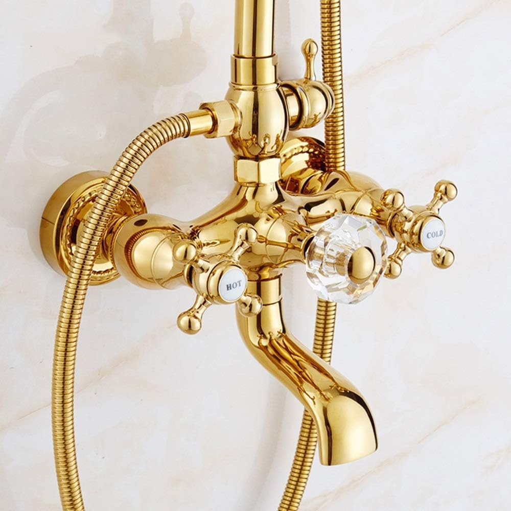 LASEVE Upgraded Copper 7 Way Crystal Ball Shower Head Set