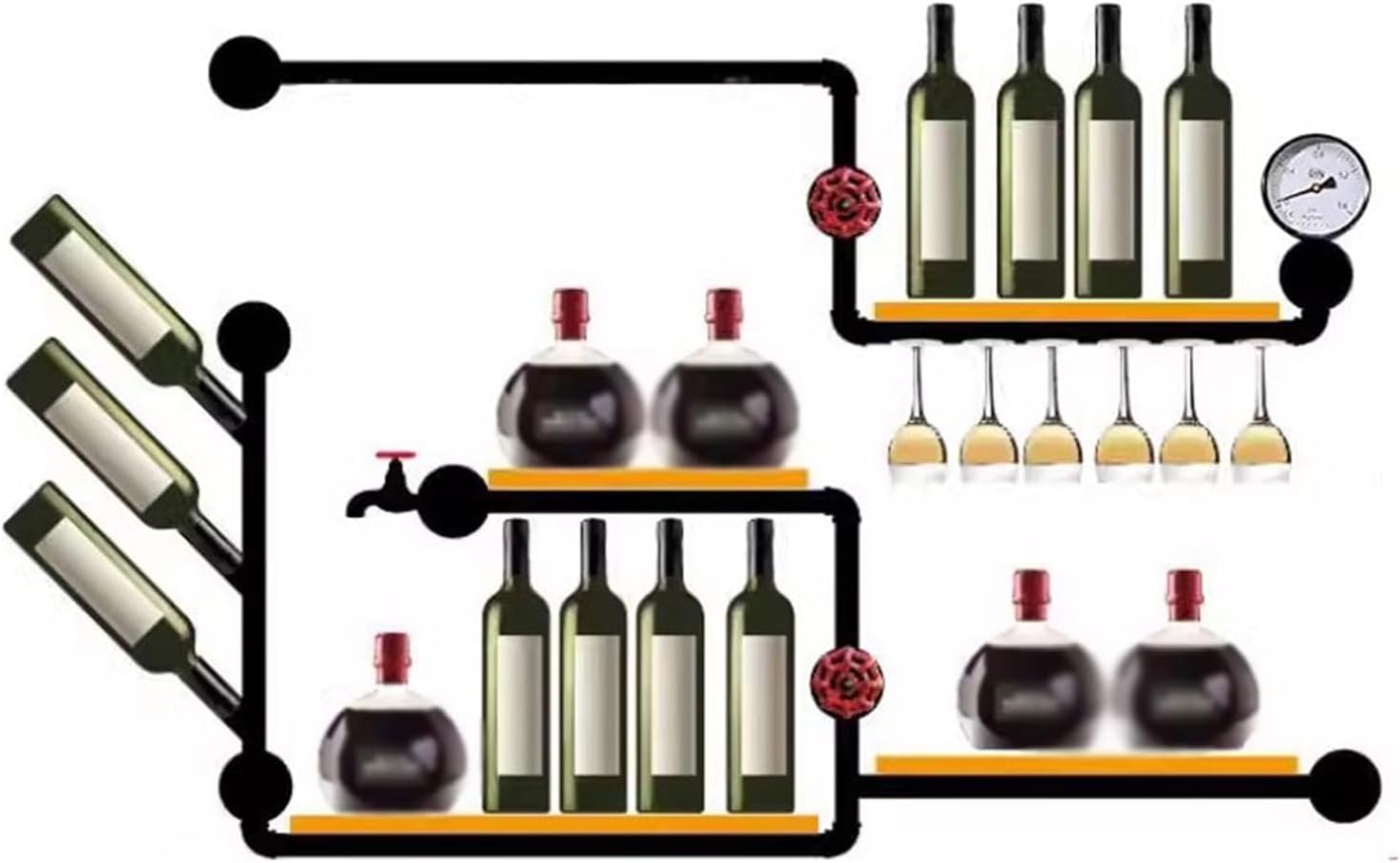 GRFIT Wall-Mounted Wine Rack Industrial Style
