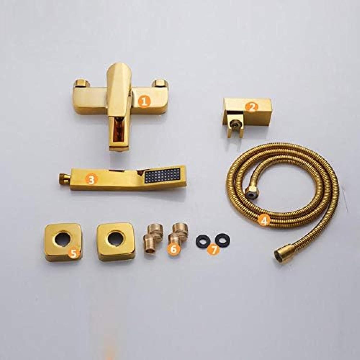 TECKI Gold Shower Set Two Headed Rain Shower Heads