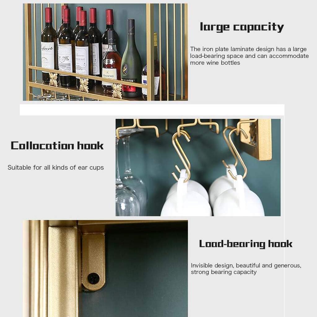 Pimex Wall-Mounted Wine Rack with Hooks and Double Layer Storage