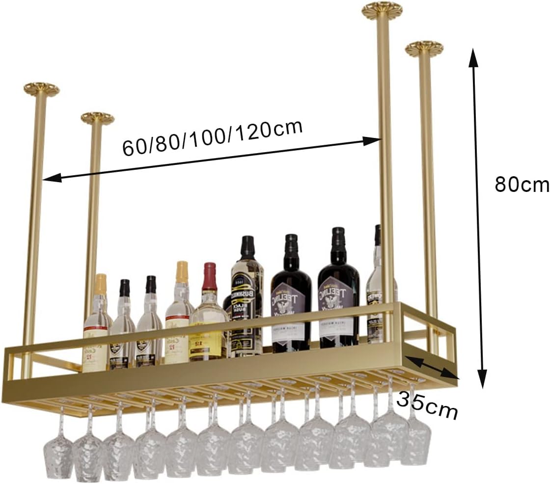 Ceiling Wine Rack - Durable Wrought Iron Wall Mounted Storage