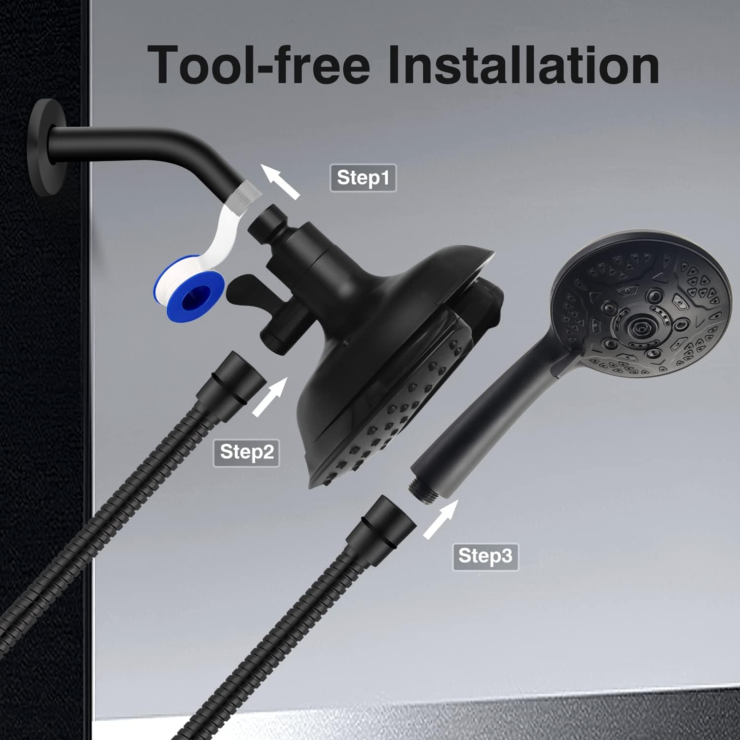 INAVAMZ 2-IN-1 Handheld Shower Head Combo with 60 Hose