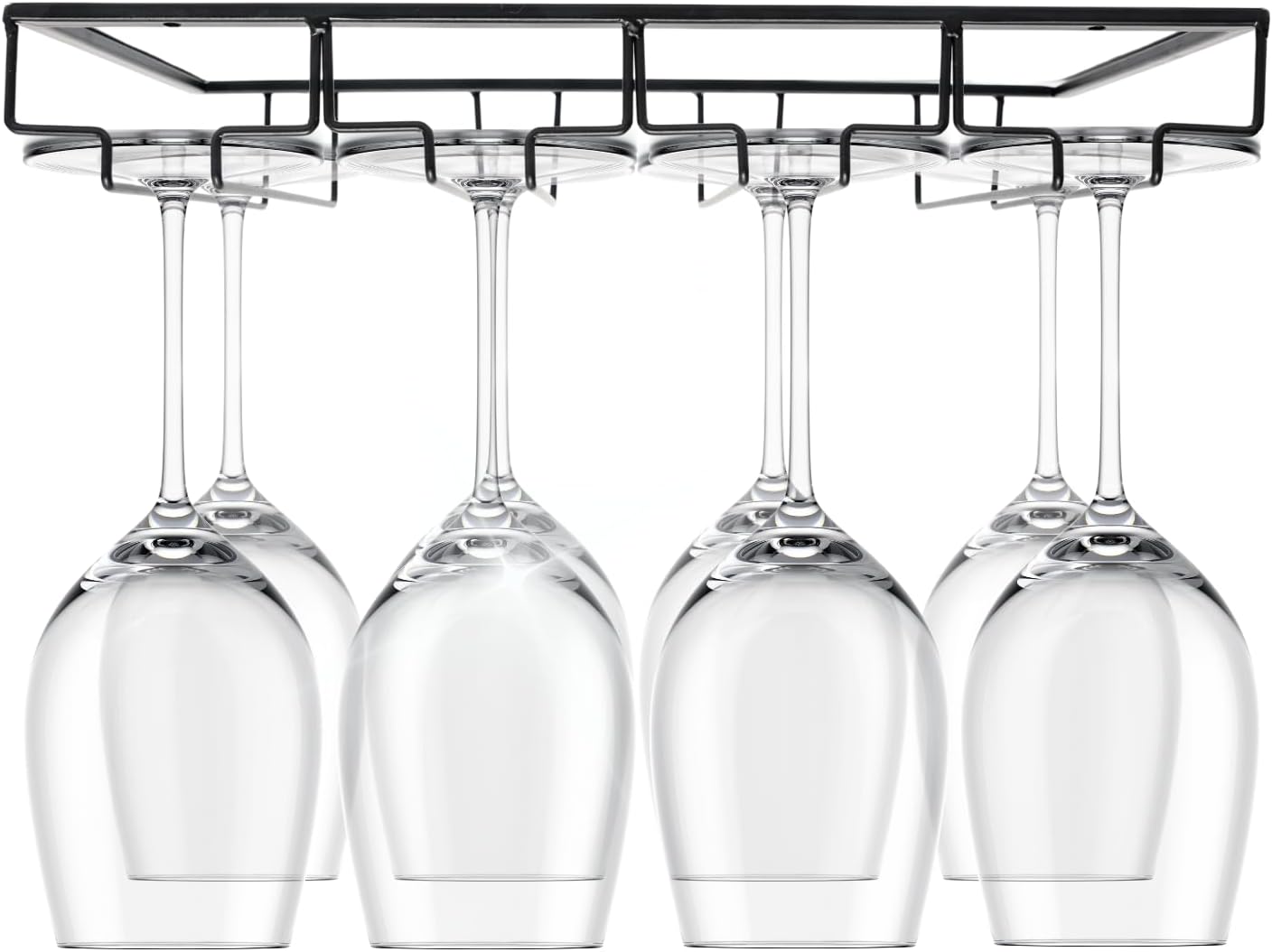 Maypes Wine Glass Holder - 4-Rack Heavy-Duty Metal Under Cabinet