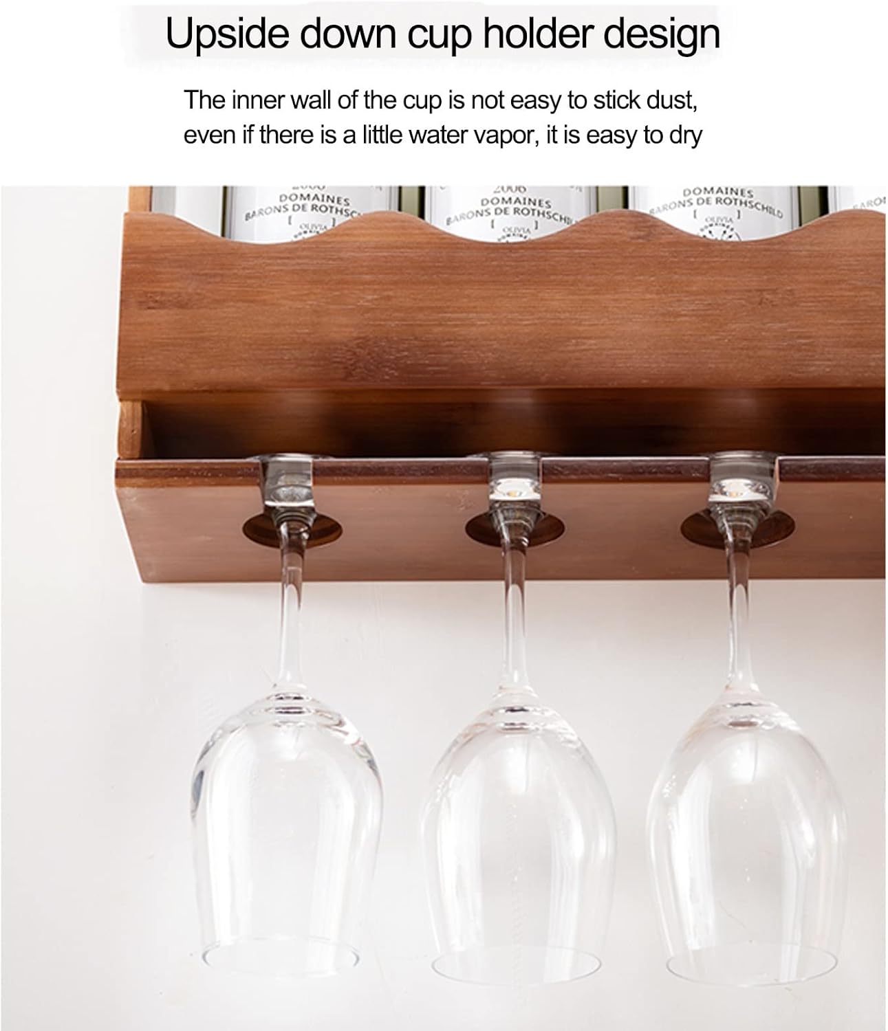 Wall-Mounted Wine Glass Rack Wooden Design Eco-Friendly Storage