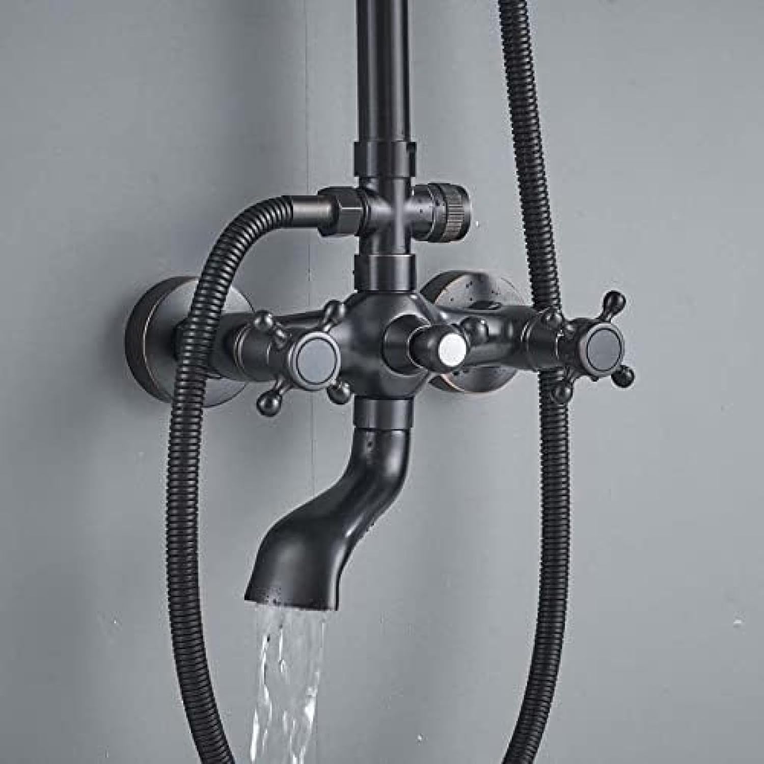 TECKI Dual Handle Bath Shower Set with Handshower and 8 Rainfall Showerhead