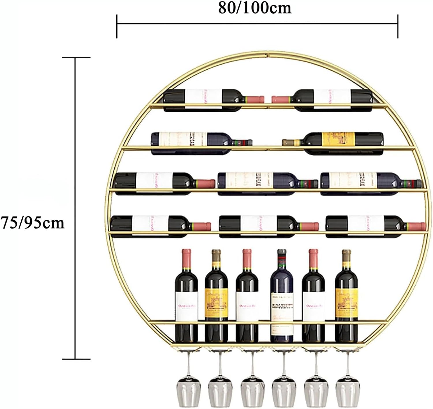 HUHJYUGE Wall Mounted Wine Rack with Gold Finish