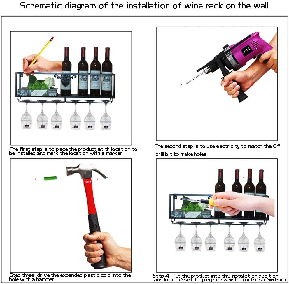 Pimex Wall-Mounted Wine Rack 2 Storeys Iron