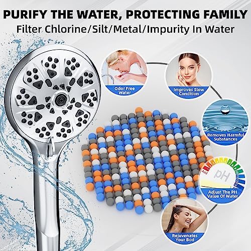 VOXPOA 5 Handheld Shower Head with 10 Spray Settings