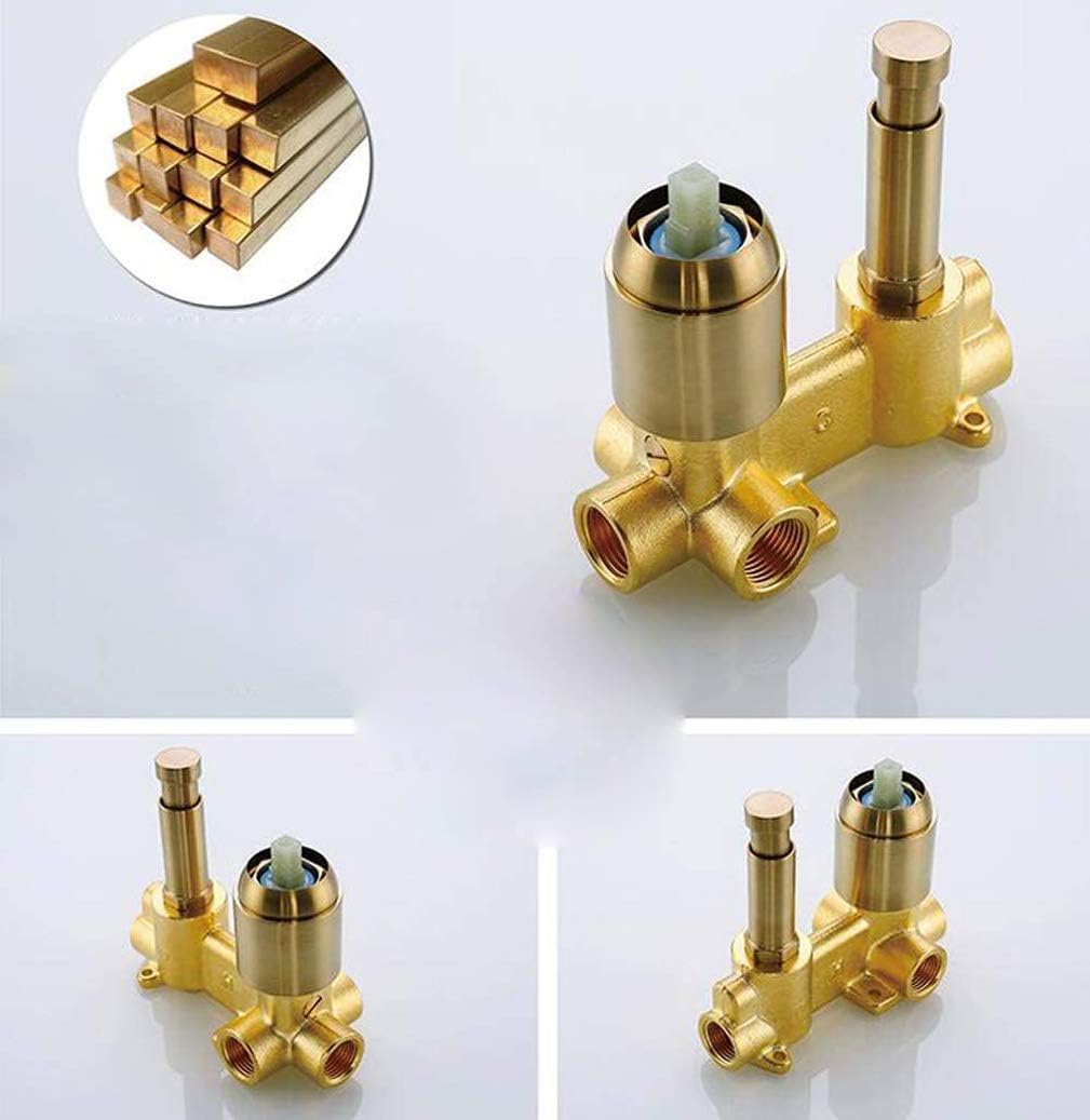 Brushed Gold Brass Rain Shower Combo Set with Handheld and Diverter Valve