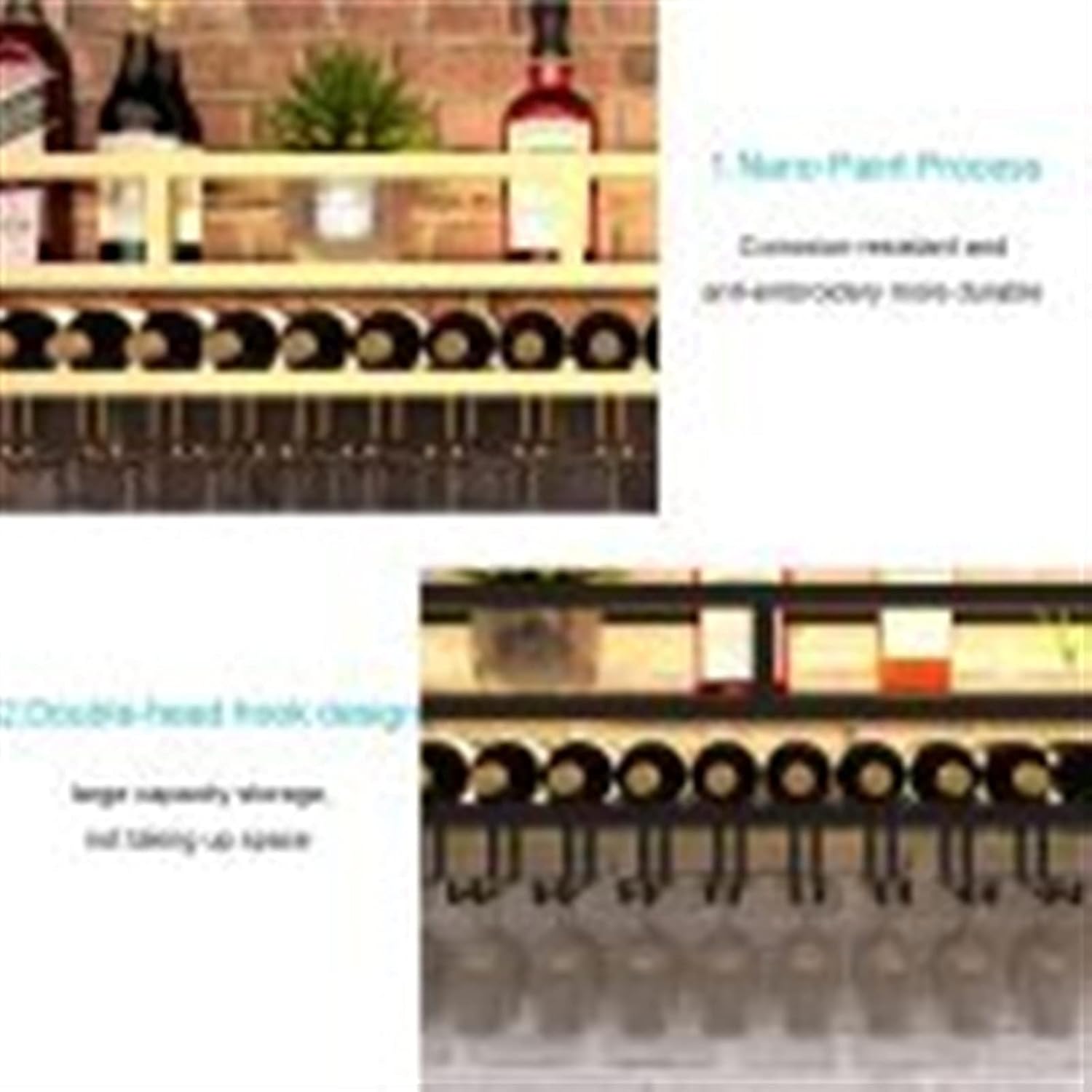 2-Layer Wall-Mounted Wine Rack Wrought Iron