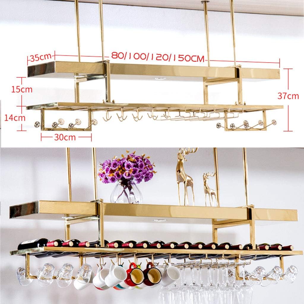ZJDYDY Wall-Mounted Wine Rack 2 Layers Stainless Steel Adjustable Rack
