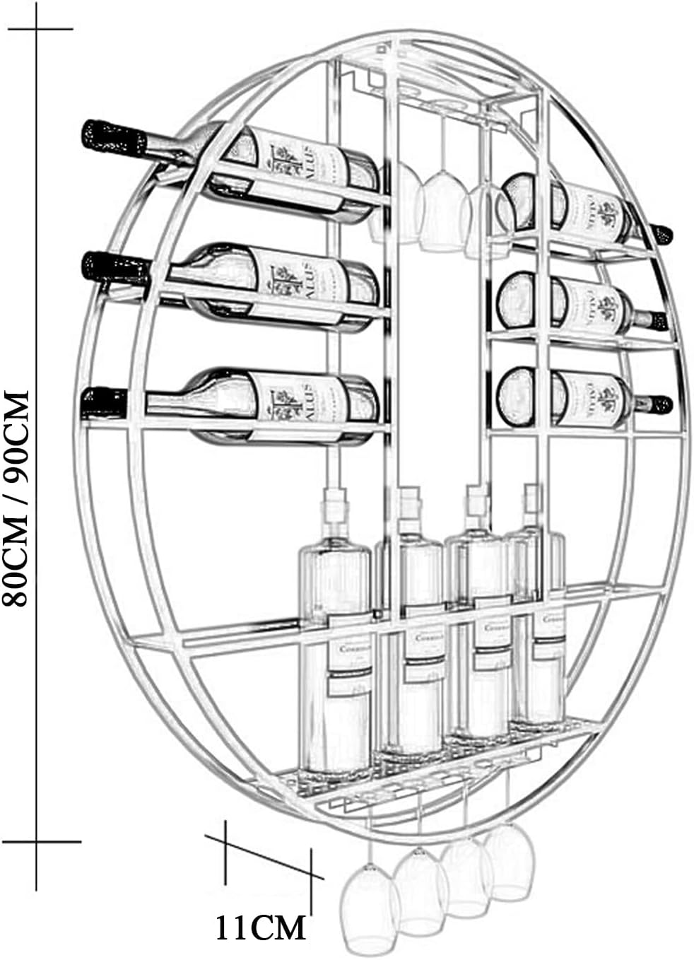 Pimex Wall-Mounted Wine Rack with Stemware Holder Black 80x11x80cm 1