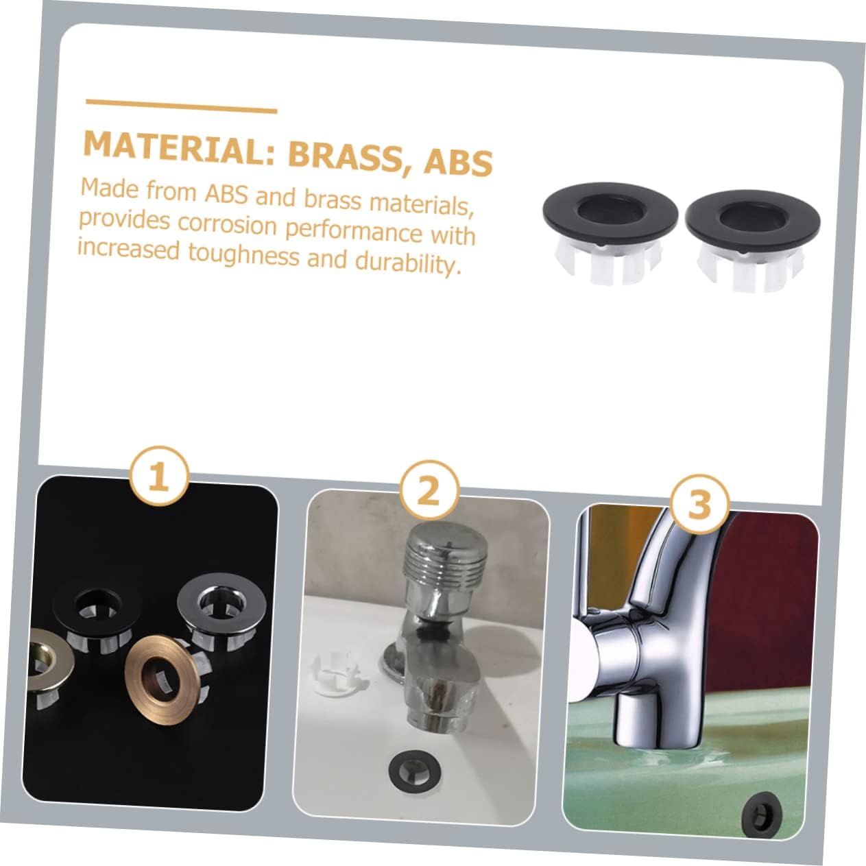 Gadpiparty 2Pcs Brass ABS Sink Overflow Cover
