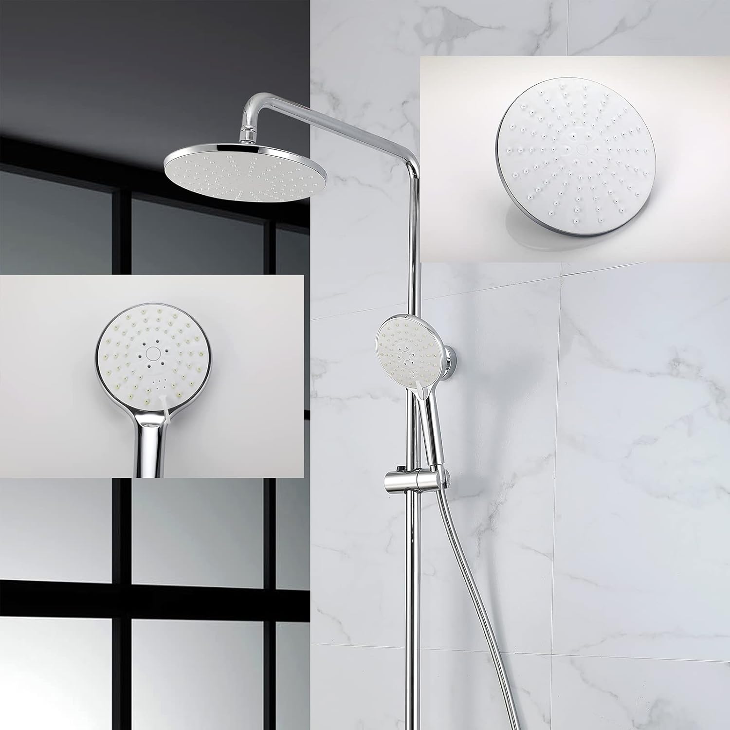 Shower System with 3-Mode Handheld and Waterfall Spout