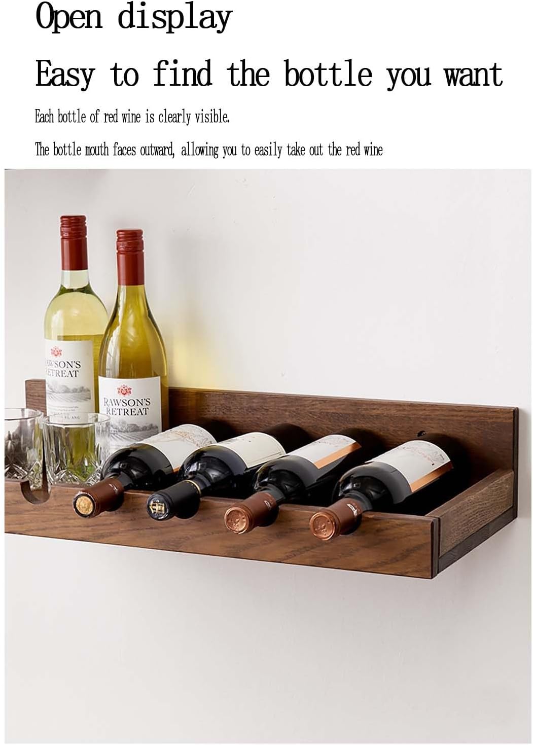 ZUGIATP Floating Wine Rack Wall Mounted Wood Storage Stand