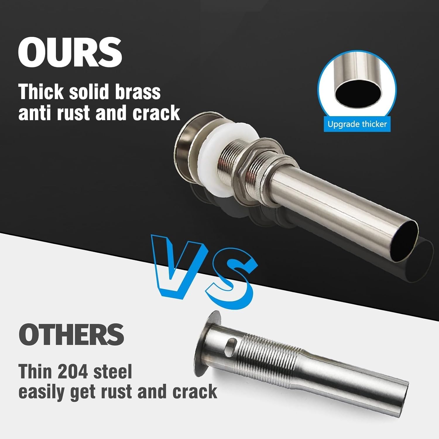 Yodel Vessel Sink Drain Stopper - Brushed Nickel No Overflow 1 34 Fit